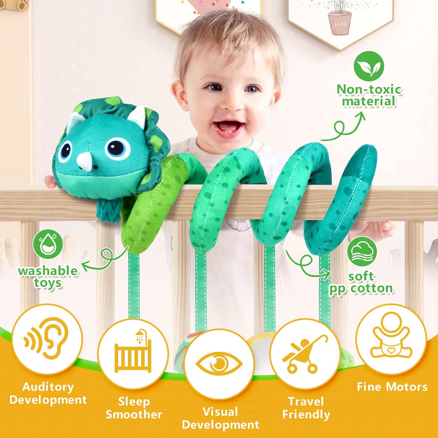 Car Seat Toys for Babies 0-6 Months,Baby Activity Stroller Toy for Newborn 0 3 6 Months,Hanging Rattle Toys for Crib Mobile with