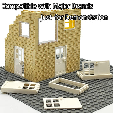 40Pcs Doors And Frame Building Block Toys Moc Creative House Brick Accessories Compatible With Classic Bricks Building Toy For K