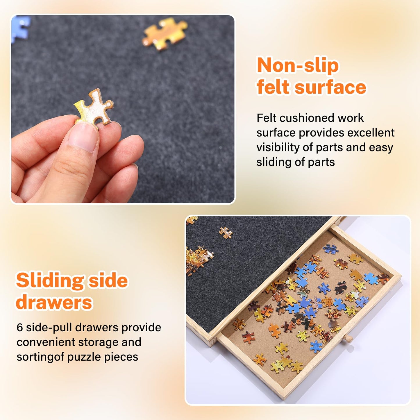 1500 Piece Puzzle Board,Wooden Jigsaw Puzzle Board With Drawers 35   X 27   Portable Puzzle Table Rotating Puzzle Table With Cov