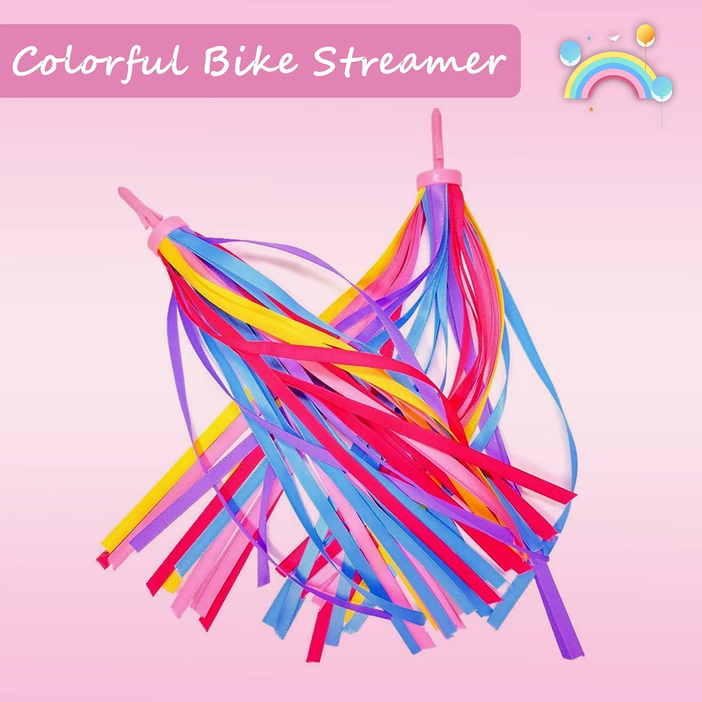 1 Pack Kids Bike Bell And 2 Pack Kids Bike Streamers For Children'S Bike Accessories (Pink, Red,& Blue) (Pink & Purple)