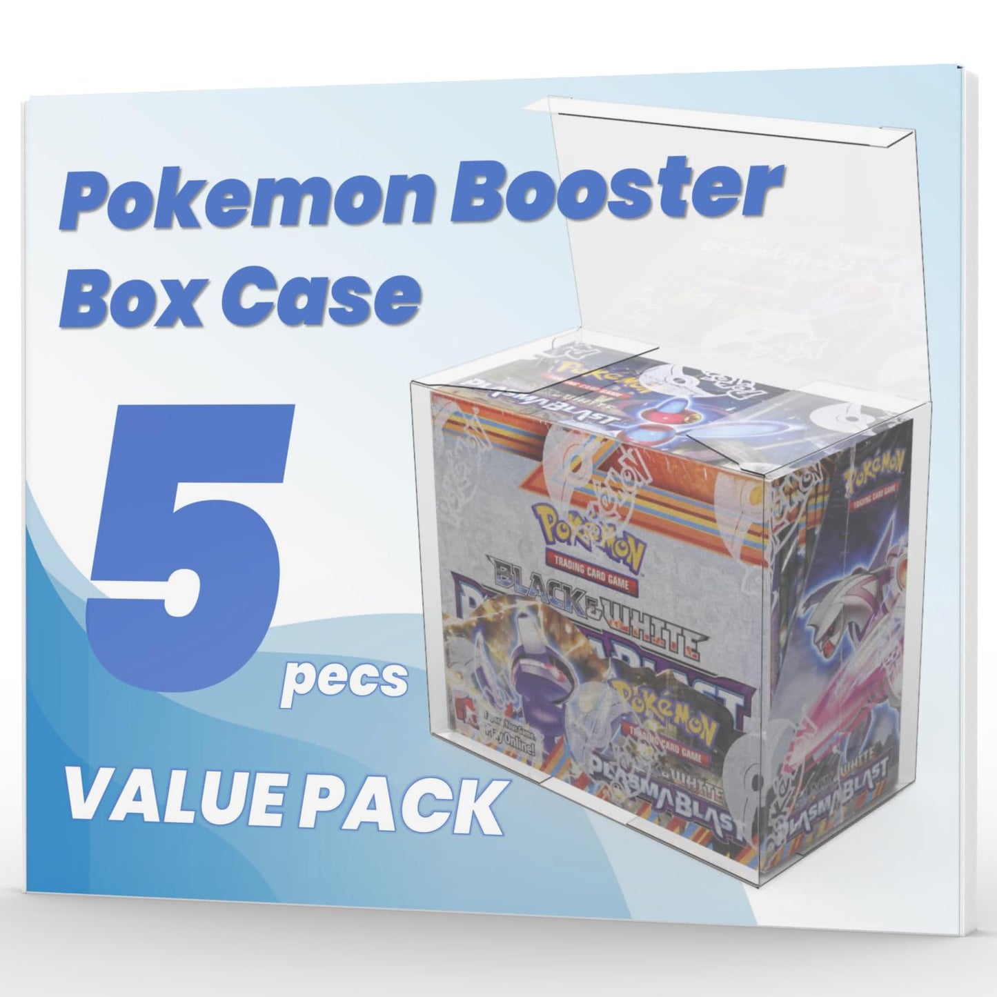 Housylove Booster Box Case (5Pack) - Clear Storage Box For Pokemon Booster Box, 0.50Mm Thick, 5.5 X 3.2 X 4.8 Inches, 5 Count