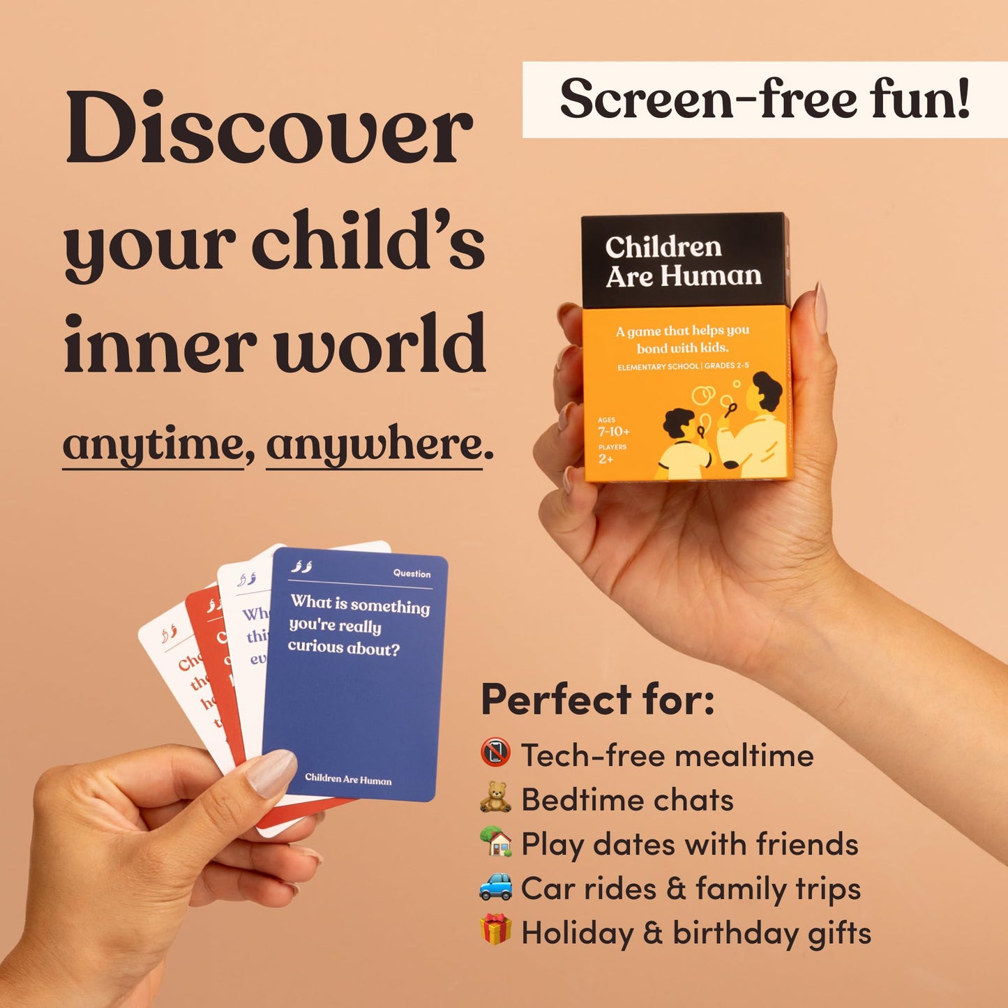 Children Are Human 140 Conversation Cards To Help Bond With Kids, Card Game For Elementary School Children, Designed By Experts
