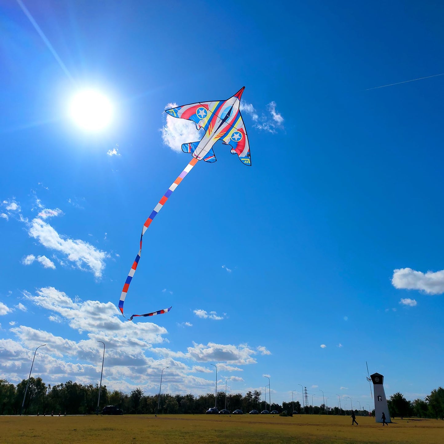 Kaiciuss Fighter Plane Kite For Boys Easy To Fly, Large Airplane Kite For Kids & Adutls, Single Line Plane Kite For The Beach, It Comes With 300Ft String Kite Handle