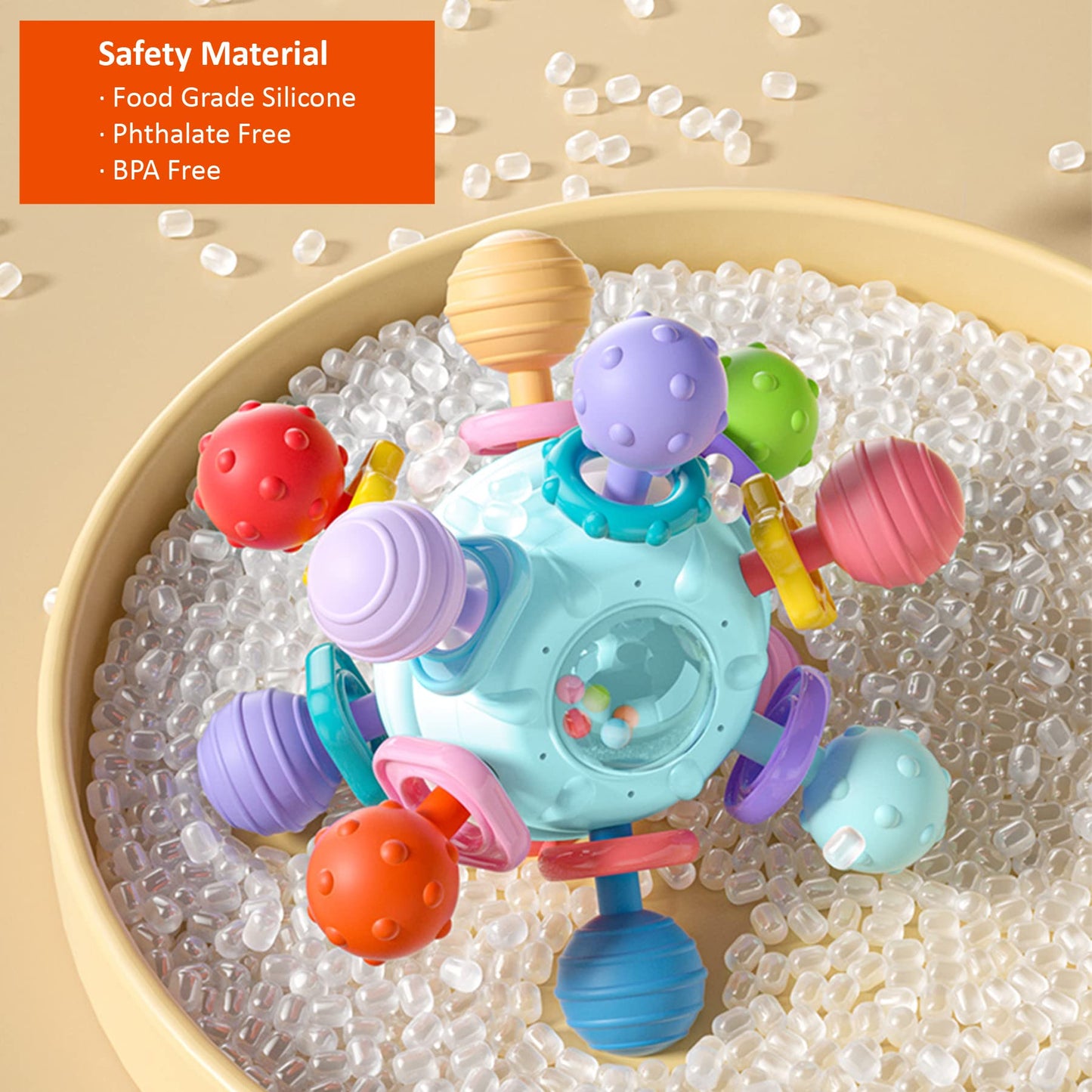 Anzimo Baby Sensory Teething Toys - Baby Teethers Montessori Toys - Gifts For Infant Newborn Boys Girls 0 3 6 9 12 18 Months 1 O