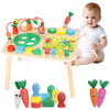 Activity Table For 1+ Year Old Girls Boys, 7-In-1 Wooden Montessori Toys, Activity Center, Baby Toddler Sensory Toys Kids First 