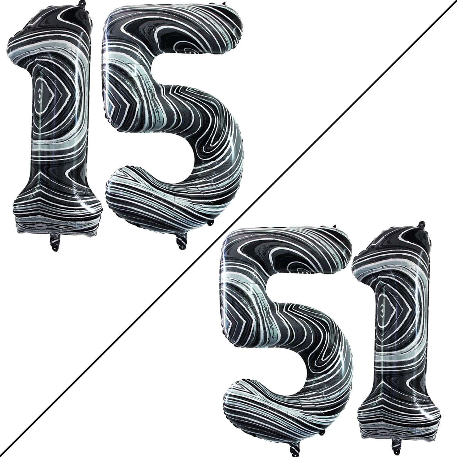Goer Number 15 Balloons For 15Th Birthday Sweet 15 Party Decorations,42 Inch Jumbo Foil Helium 51 Balloons For 51St Birthday Party Decoration (Marble Black)