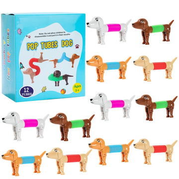 Autism Sensory Toys,New(12Pcs) Pop Tubes, Fidget Toys For Kids Girls,Toddler Toys Age 2-4,Kids Toys,Girls Toys,Sensory Fidget Toys,Sensory Toys For Kids 5-7,Dog Party Favors,Fidget Tubes,Sensory Tubes