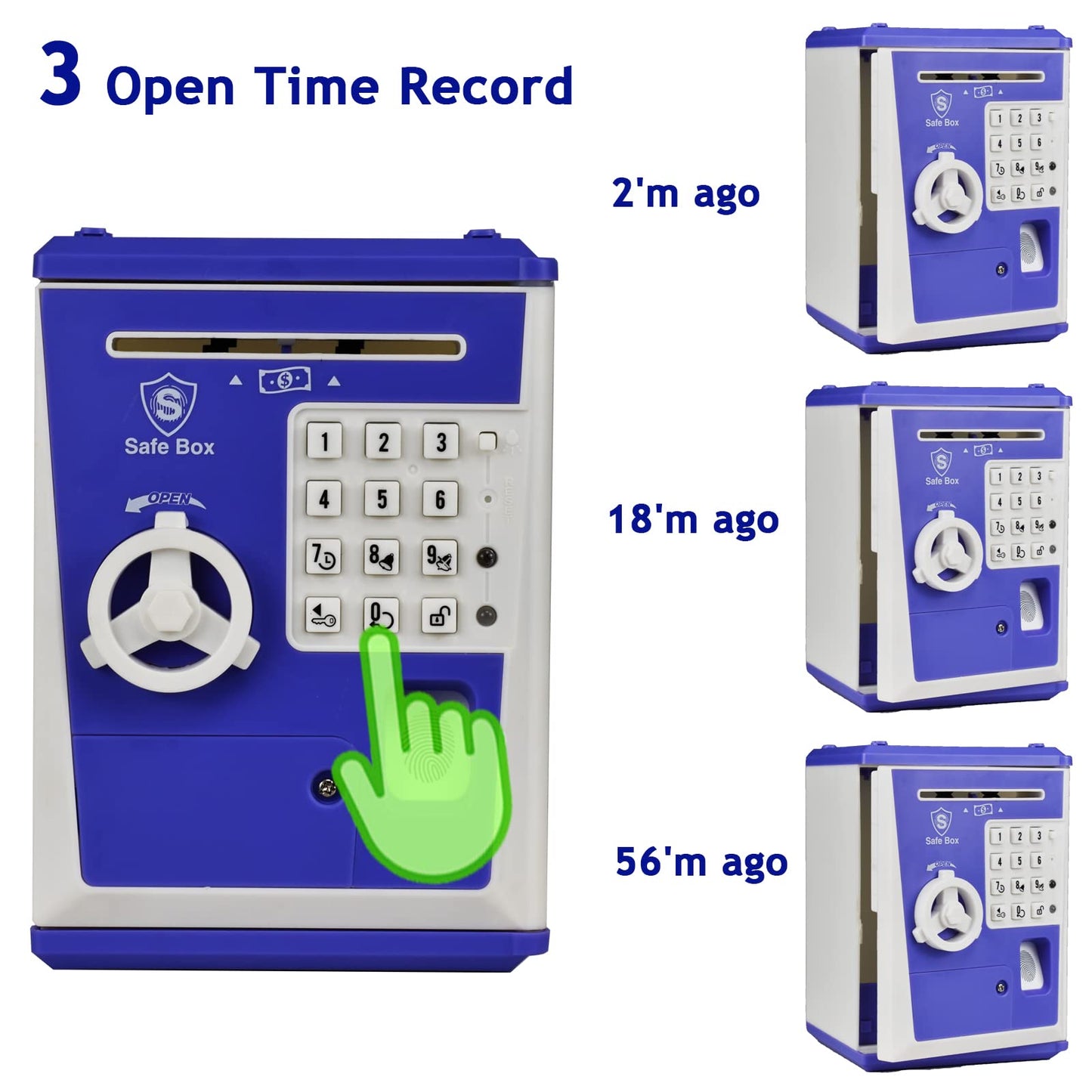 Litpggy Kids Safe Bank With Fingerprint Password Talking Atm Piggy Bank For Real Money Toy Gift For 5-14 Years Old Boys Girls (P