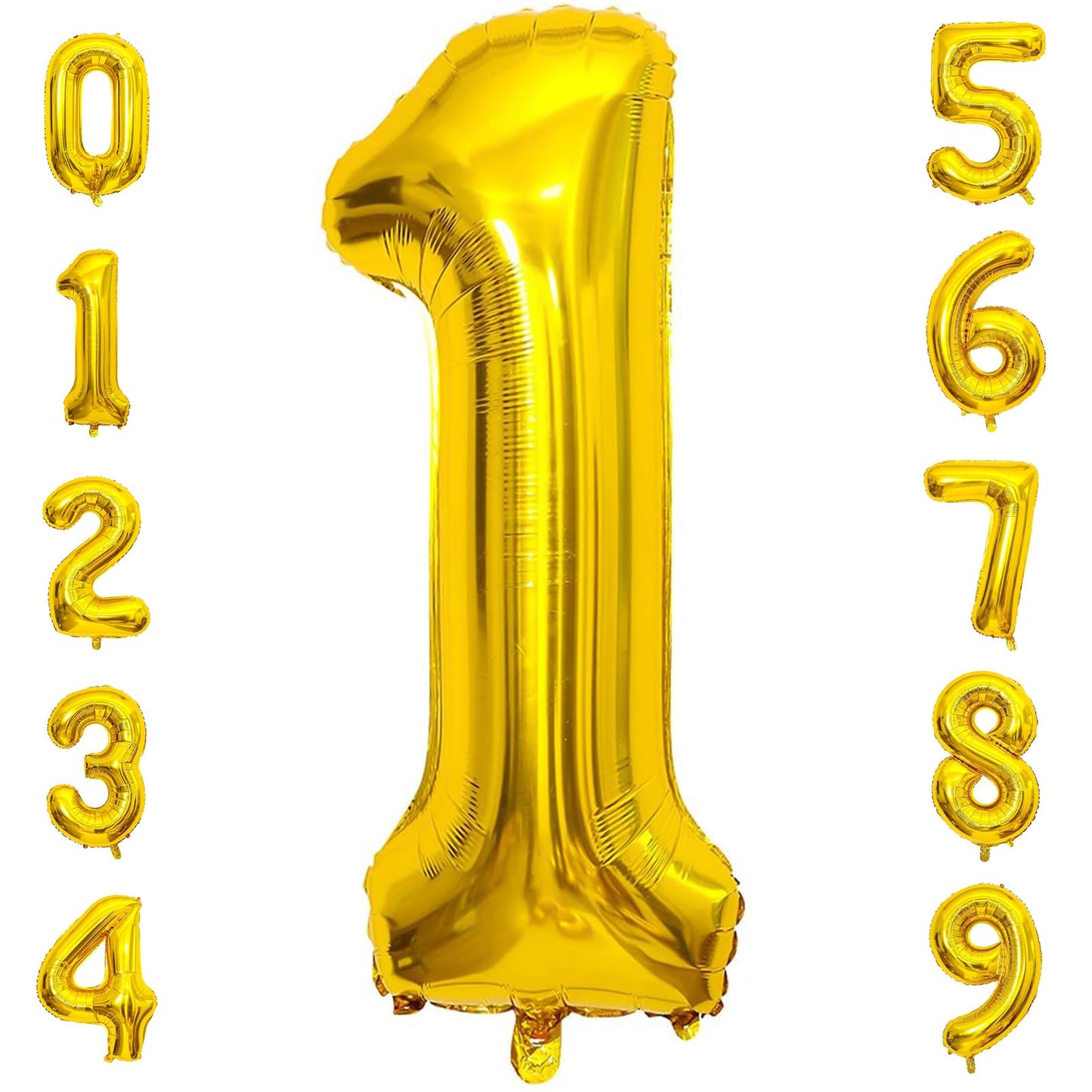 Paticool Gold Number 1 Balloon, 40 Inch Large Number Foil Mylar Balloons For 1St Girl Boy Birthday Party Celebration Decorations