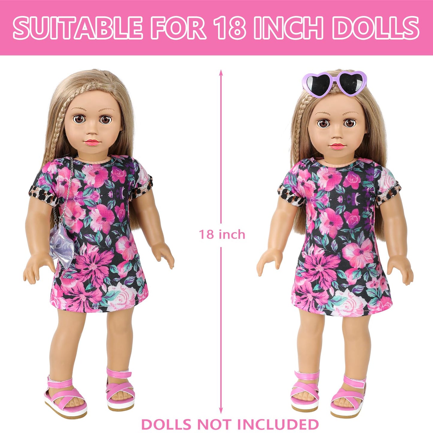 Vawmjot American 18 Inch Doll Makeup Accessories And Clothes,Messenger Bag Set For 18 Inch Dolls Include Sunglasses Phone Lipsti
