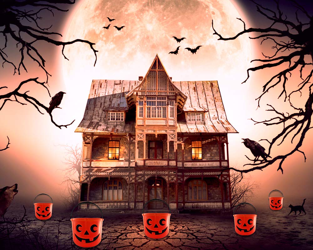 Kinrex Halloween Pumpkin Candy Bucket - Trick Or Treat Plastic Basket For Kids - Great Party Decor Favors - Orange - Measures 5.5 Inches