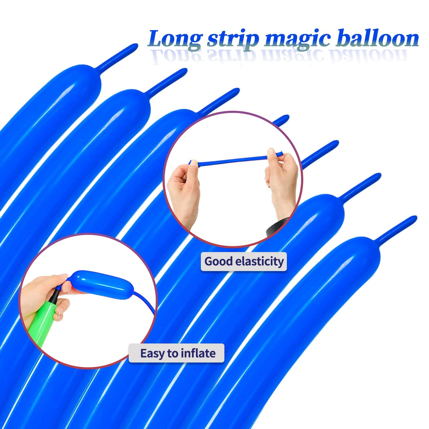 Blue Long Skinny Balloons,Blue Balloons Shiny Thick Latex,Blue 260 Long Balloons For Balloon Animals,Dark Blue 260 Balloons