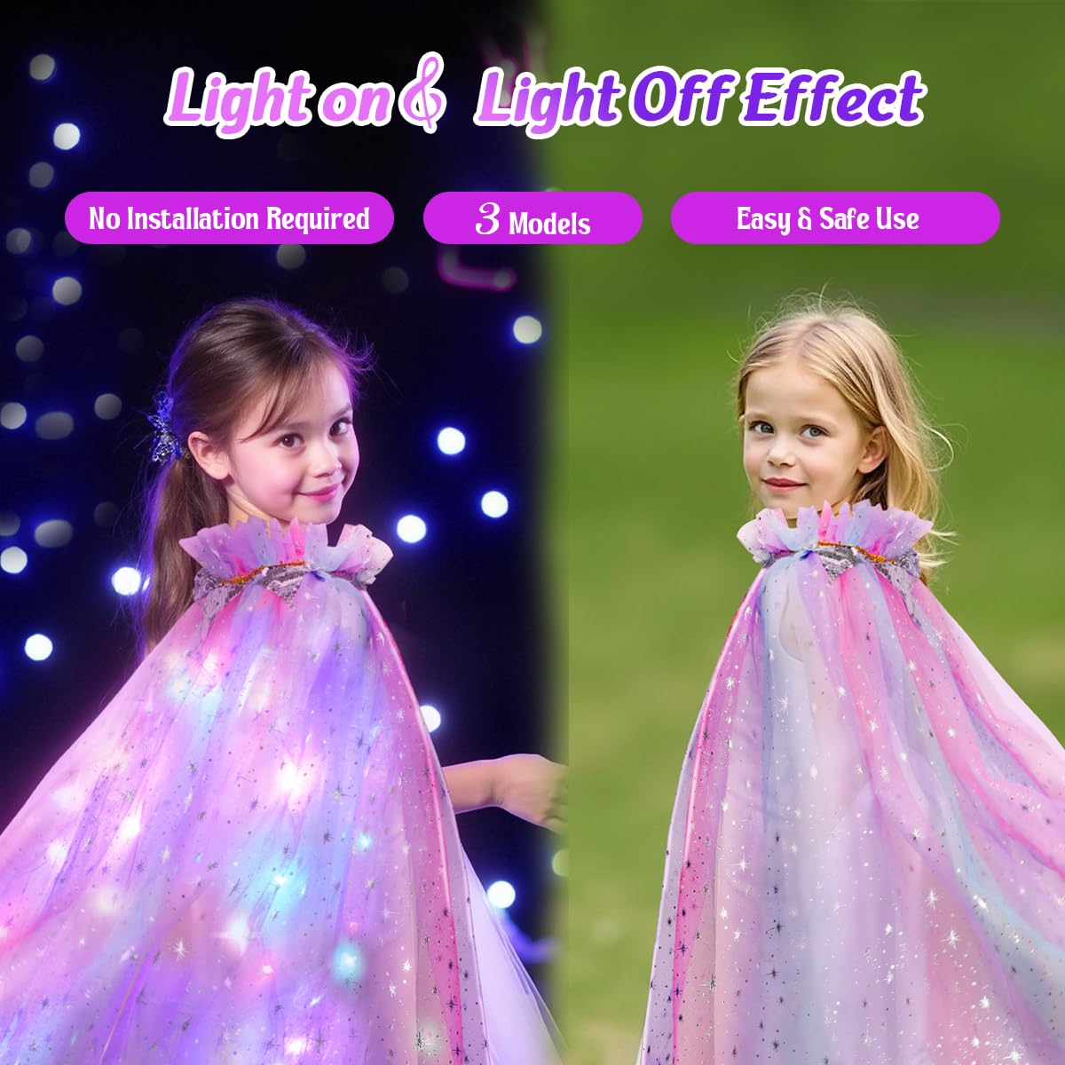 Meland Princess Dress Up For Girls, Light Up Princess Cape With Crown & Tutu, Dress Up Clothes For Halloween, Role Play, Girl To