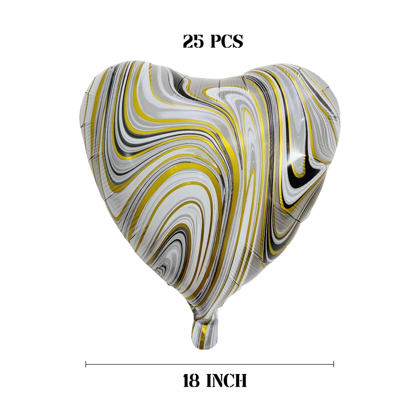 25 Pcs Marble Black Heart Balloons 18In Foil Heart Shaped 18 Inch Balloons Helium Mylar Balloons Foil Balloon Decoration For Wom