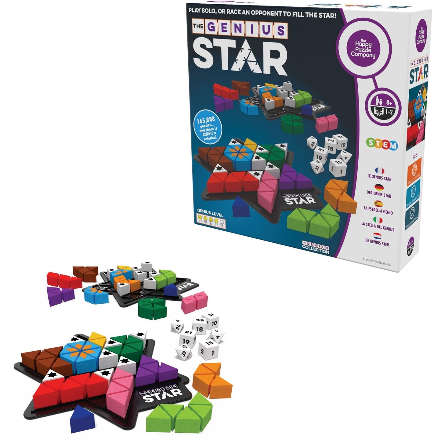 The Happy Puzzle Company Genius Star - Award-Winning Family Board Game, 165,888 Puzzles, Mixed Materials, Model SGHP 0 002US