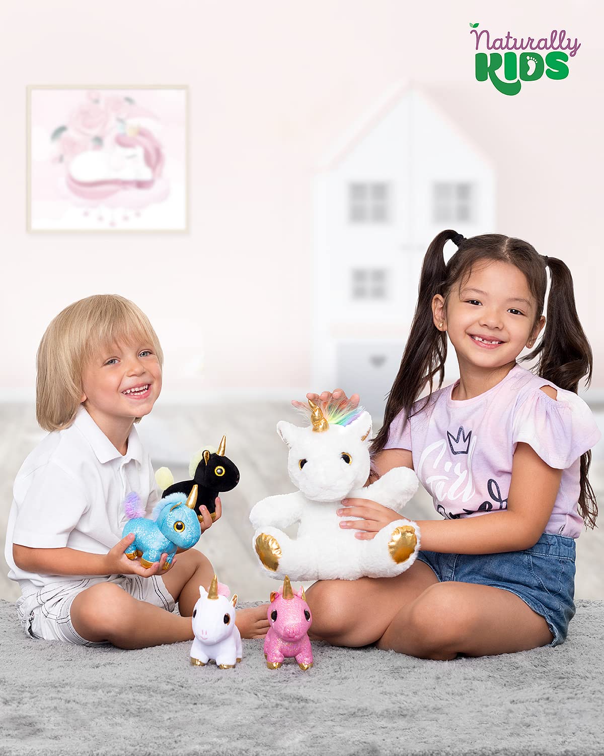 Naturally KIDS Toddler Unicorn Backpack w Plush Unicorn Toys, Gifts for 2-5 Year Old Girls, Toddler Backpack