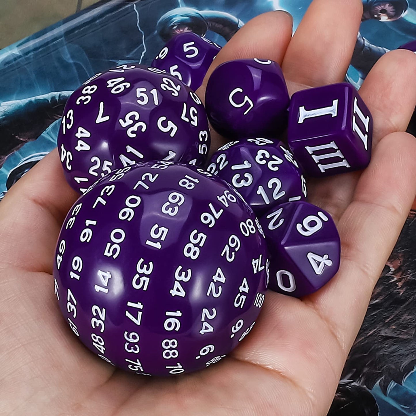 Ciaraq Dnd Polyhedral Dice Set (15Pcs) D4-D100 Game Dice With Dice Bag For Dungeons And Dragons Role Playing Table Games (Purple