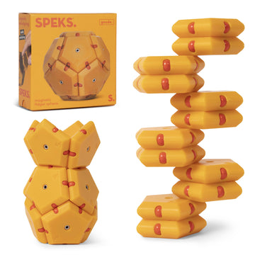 Speks Geode Pentagons Magnetic Fidget Toy For Adults & Teens 14+ | Sensory Gadget For Stress Relief, Office Desk Toy Present, Christmas Gift, Holiday Stocking Stuffer | Solar Flare, 12-Piece Set