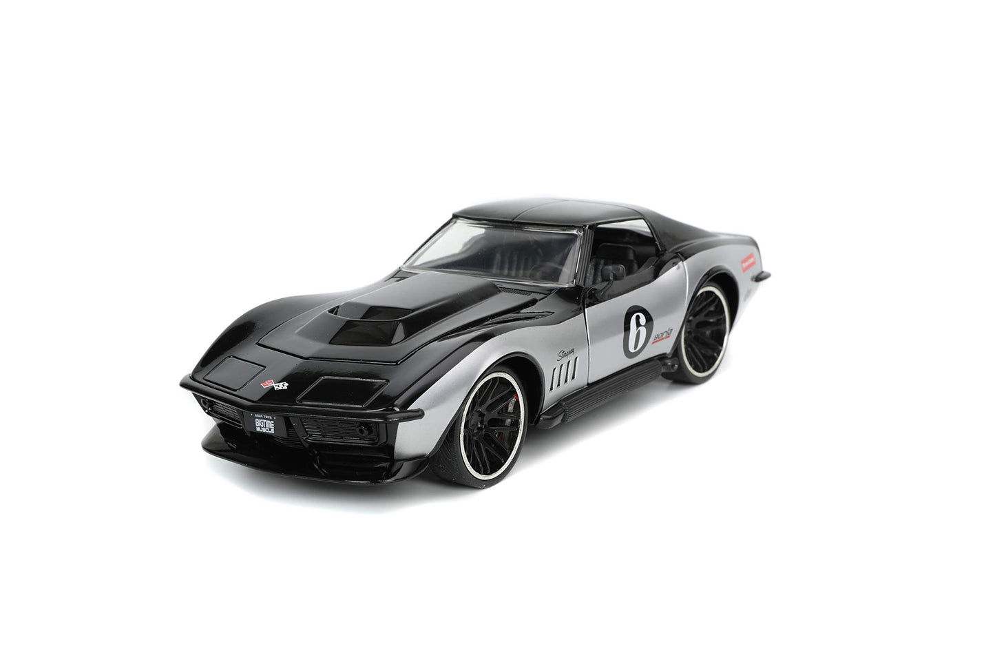 1969 Chevrolet Corvette Stingray ZL-1 #6 Black and Silver Bigtime Muscle Series 1/24 Diecast Model Car by Jada''''''