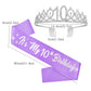 Lavender and Silver 10th Birthday Package: Glitter Sash, Crown, Foil Balloons & Latex Balloons