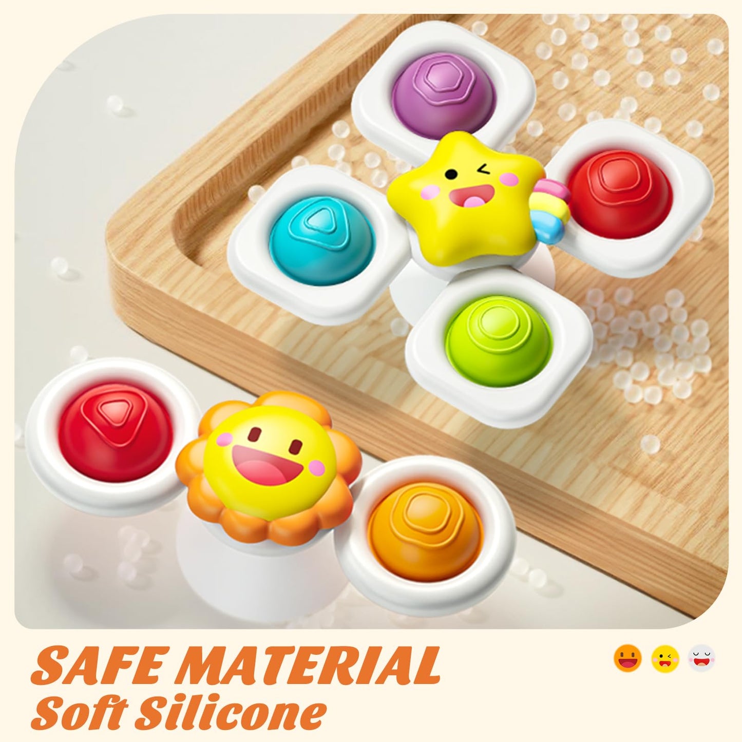 Springflower Baby Bath Toys, Suction Cup Spinner Toys For 6 12 18 Months Toddlers, Birthday Baby Gifts Sensory Toys Bath Toys Tr