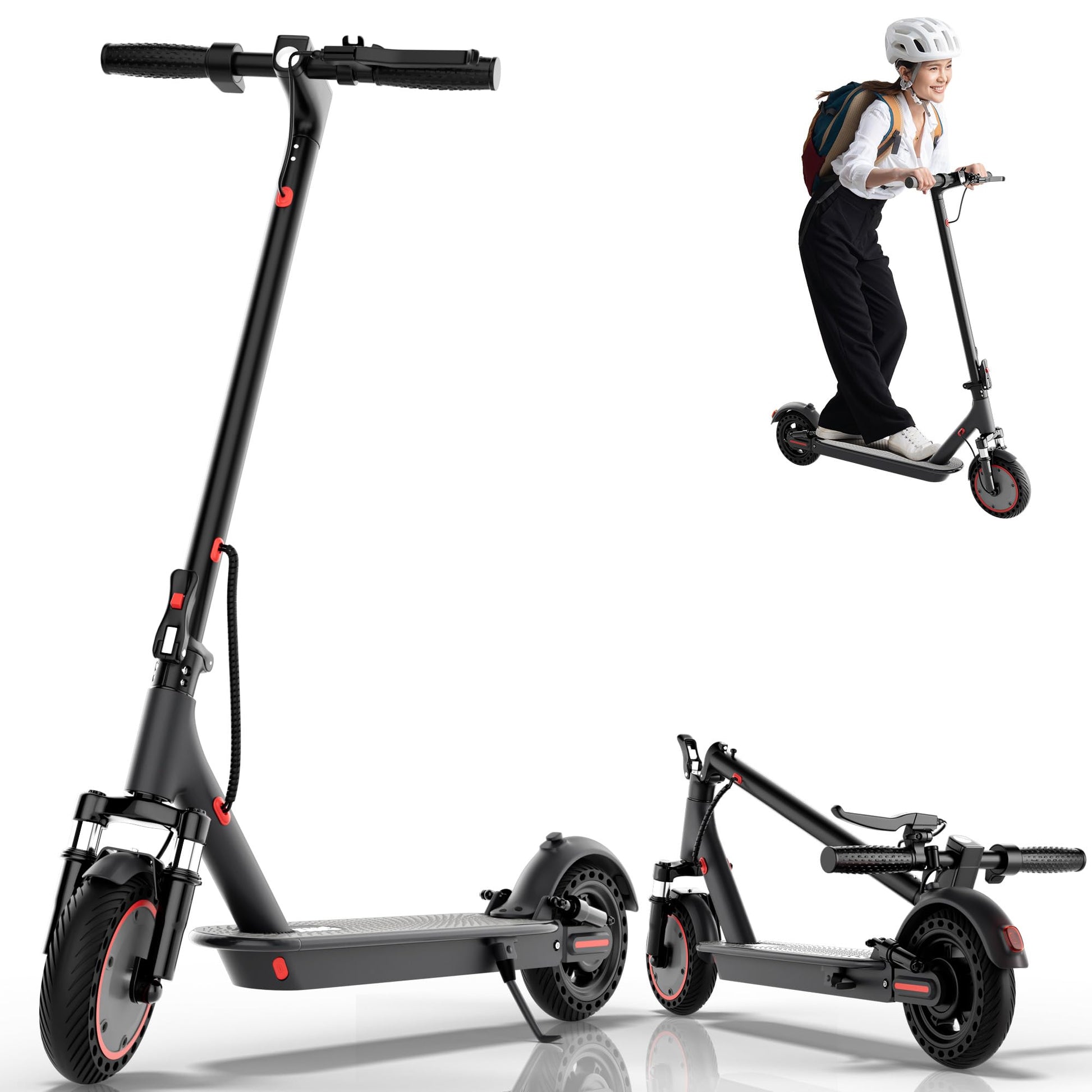 XUG Electric Scooter for Adults with Dual Suspension System - 10 Solid Tires, 500W Brushless Motor, 11-22 Mph, 23 Miles Long Ran