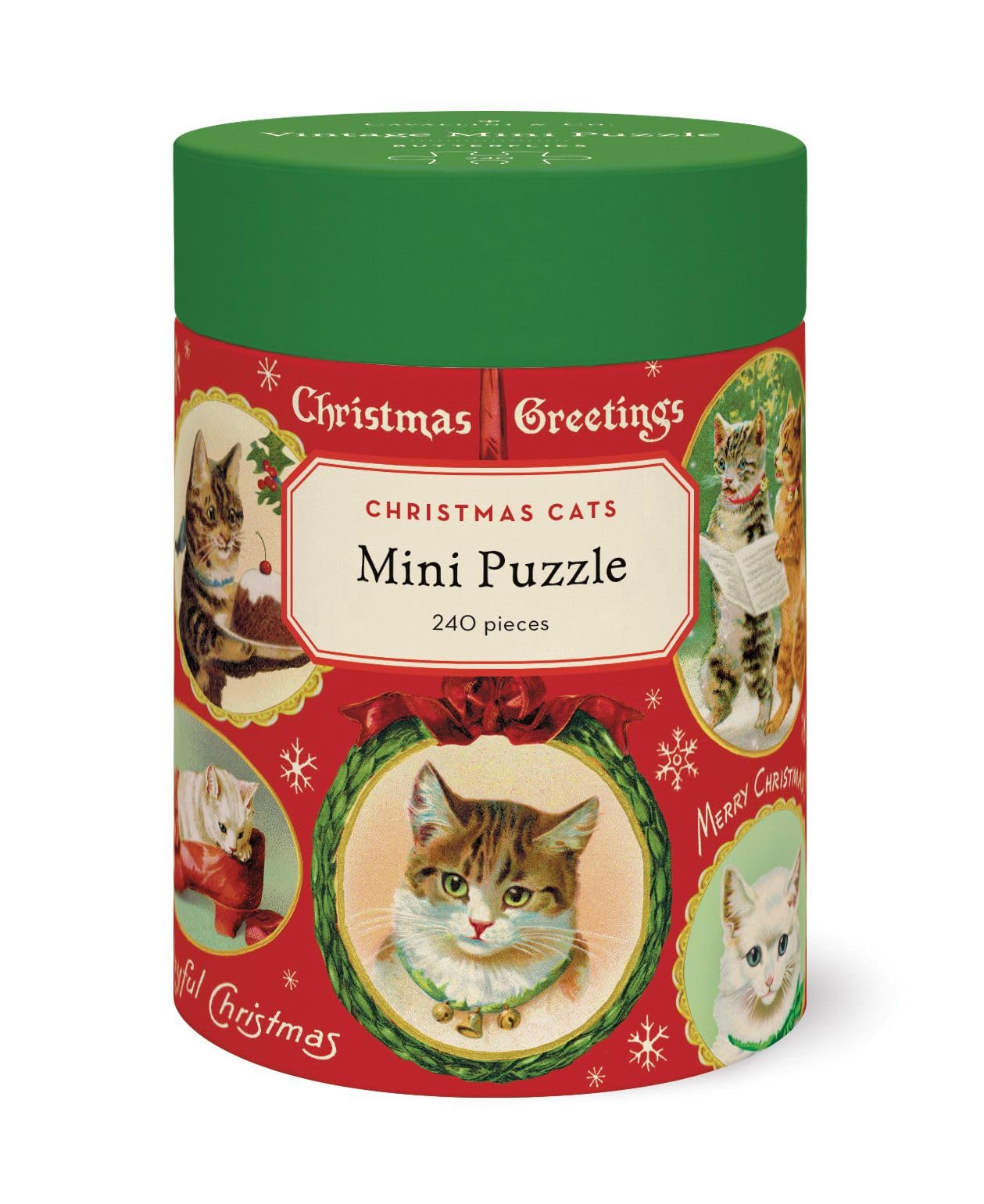 Cavallini 240 Piece Puzzle, Christmas Cat (PZLMINI/CHRCAT)