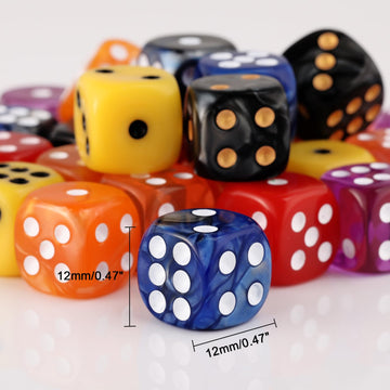 36 Pieces 12mm 6 Sided Mini Dice Set,Two Colours D6 Game Dice Set,6 Sided Standard Game Dice for Board Games Dice Games Classroo