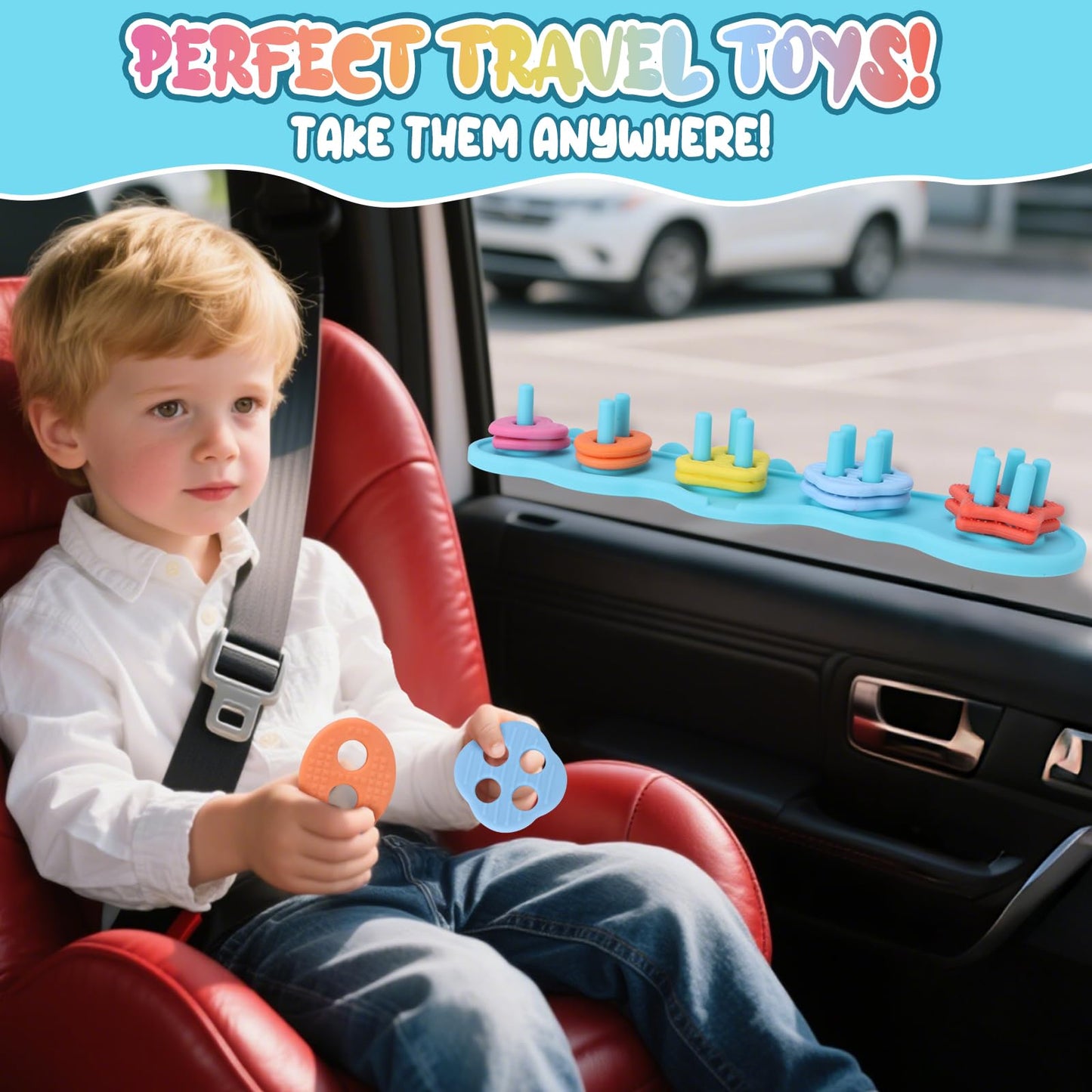 Baby Bath Toys, Mold Free Silcone Shape Sorting & Stacking Bath Toy Set With 20 Textured Floating Pieces, No Hole Design, Silico