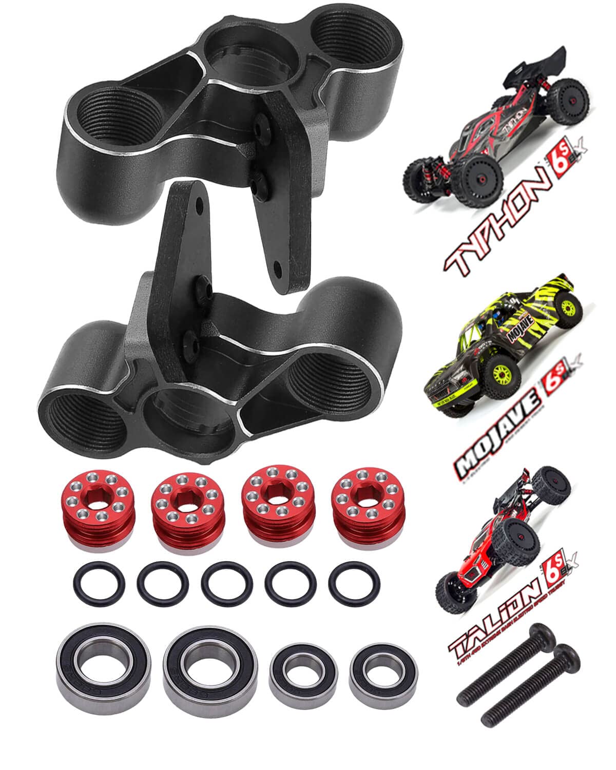 Aluminum Front Steering Knuckles Caster Blocks C-Hubs Upgrades Part for Arrma 1/8 Typhon Talion 6S BLX,1/7 Felony Mojave Infract