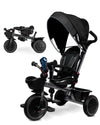 KRIDDO 7-in-1 Tricycle Stroller for Toddlers 18 Months to 5 Years, Adjustable Push Handle, Rotatable Seat, Cup Holder and Retrac