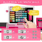 Hyes Kids Cash Register Toy Playset With Real Calculator, Toddler Pretend Play Store Incl Scanner/Credit Card/Play Money/Conveyo