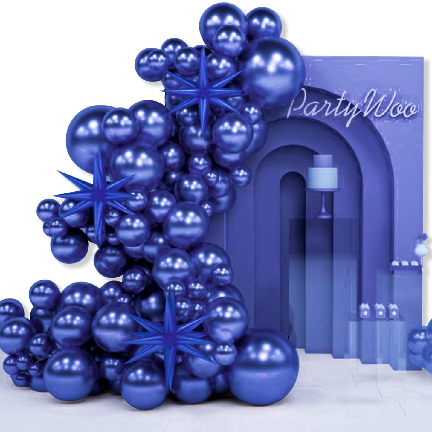 Partywoo Nile Blue Balloons, 110 Pcs 22 Inch Star Balloons And Dark Blue Balloons Different Sizes Pack Of 18 Inch 12 Inch 10 Inch 5 Inch For Balloon Garland Balloon Arch As Birthday Party Decorations