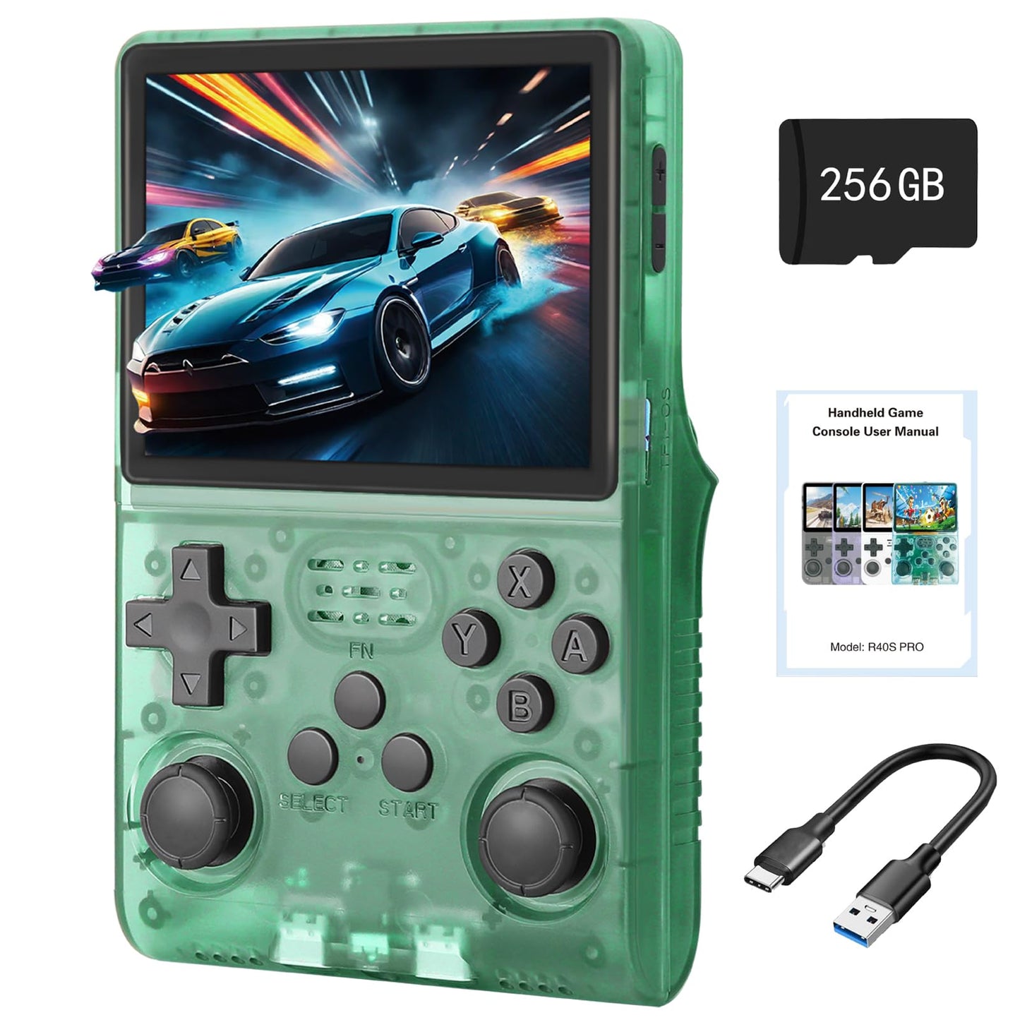R40S Retro Game Console - 3.5 Inch Ips Screen, 256G Extra Large Memory, Portable Pocket Video Player, Linux System, Travel Essen