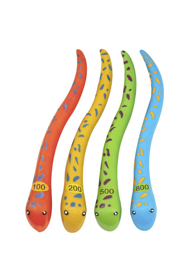 Swimline Dive Eels Toys 4-Pack Weighted Catch And Retrieval Game For Swimming Pool & Bath Tub For Kids Multi Color Rings Underwater Dive Practice Education Learn