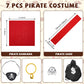 7 Pcs Pirate Costume Accessories for Kids  Pirate Eye Patch Head Bandana Red Sash Inflatable decorative replica blade Earring Skull Ring Coin Bag Halloween Dress up Set for Role Play Party