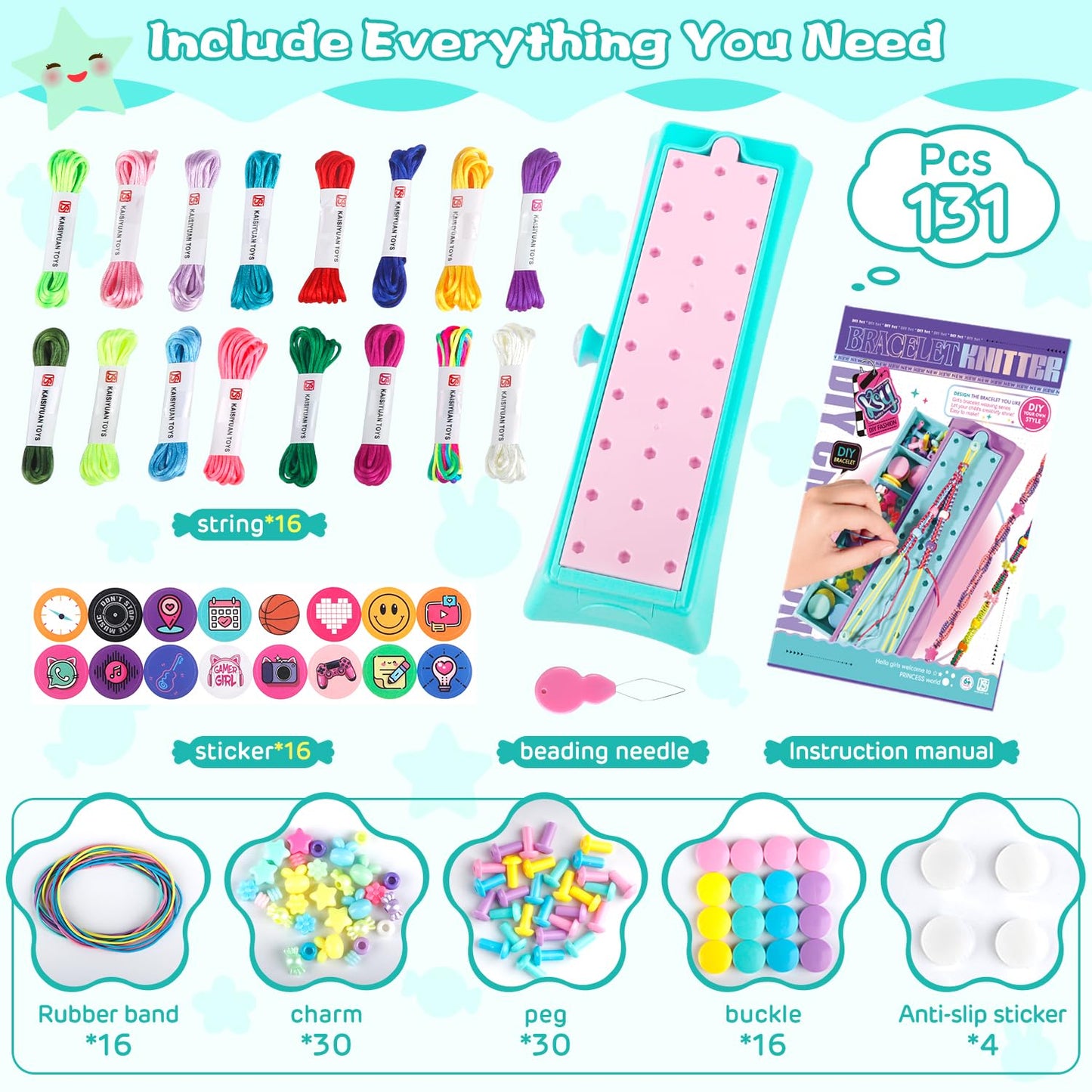 Friendship Bracelet Making Kit Toys for Girls, DIY Arts and Crafts for Kids Ages 8-12, Jewelry String Bracelets Maker Kit, Chris