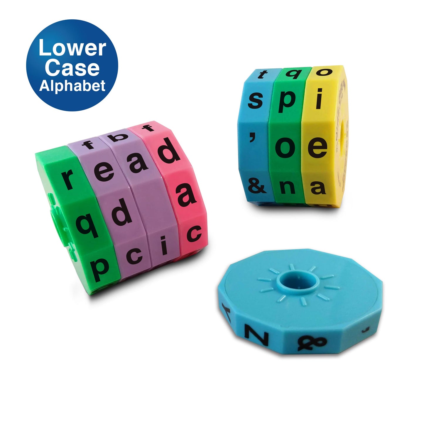 Geospace Read Spin Education Game for Kids - A Handheld Magnetic Spelling Game with Storage Pouch (Lower Case Letters)