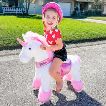 Ponycycle Ride On Unicorn Horse For Kids Toddler Rocking Horse (With Brake/ 30' Height/Size 3 For Age 3-5) Pink Unicorn Plush Kids Ride On Horse Toys Rideable Unicorn Ride-On Birthday Gifts Ux302