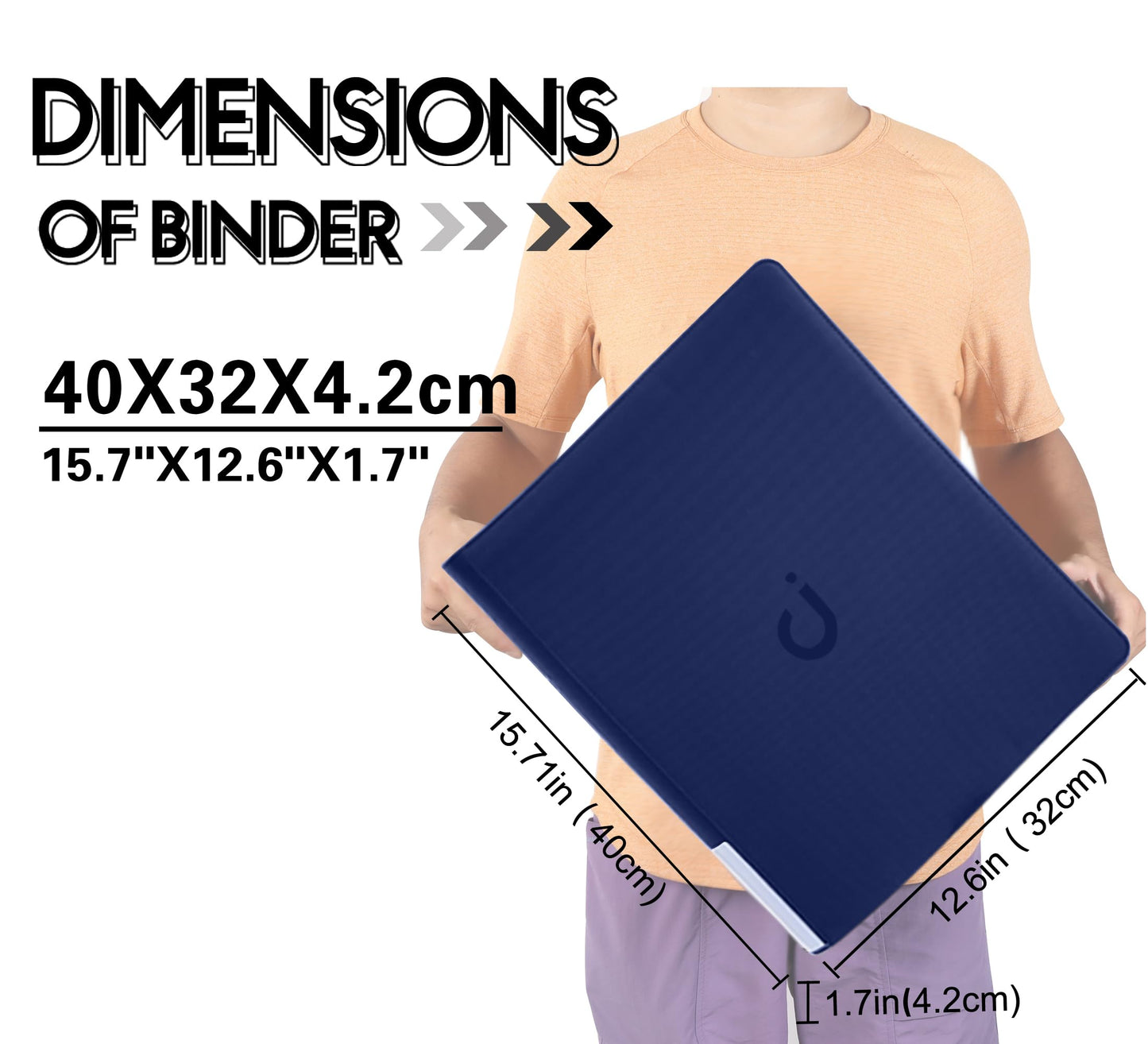 D DACCKIT Toploader Binder  Holds 288 Toploaders - 9 Pocket Top Loader Binder for 3 x 4 Rigid Card Holders for Trading Cards or Sports Cards - Model C Classic Navy Blue