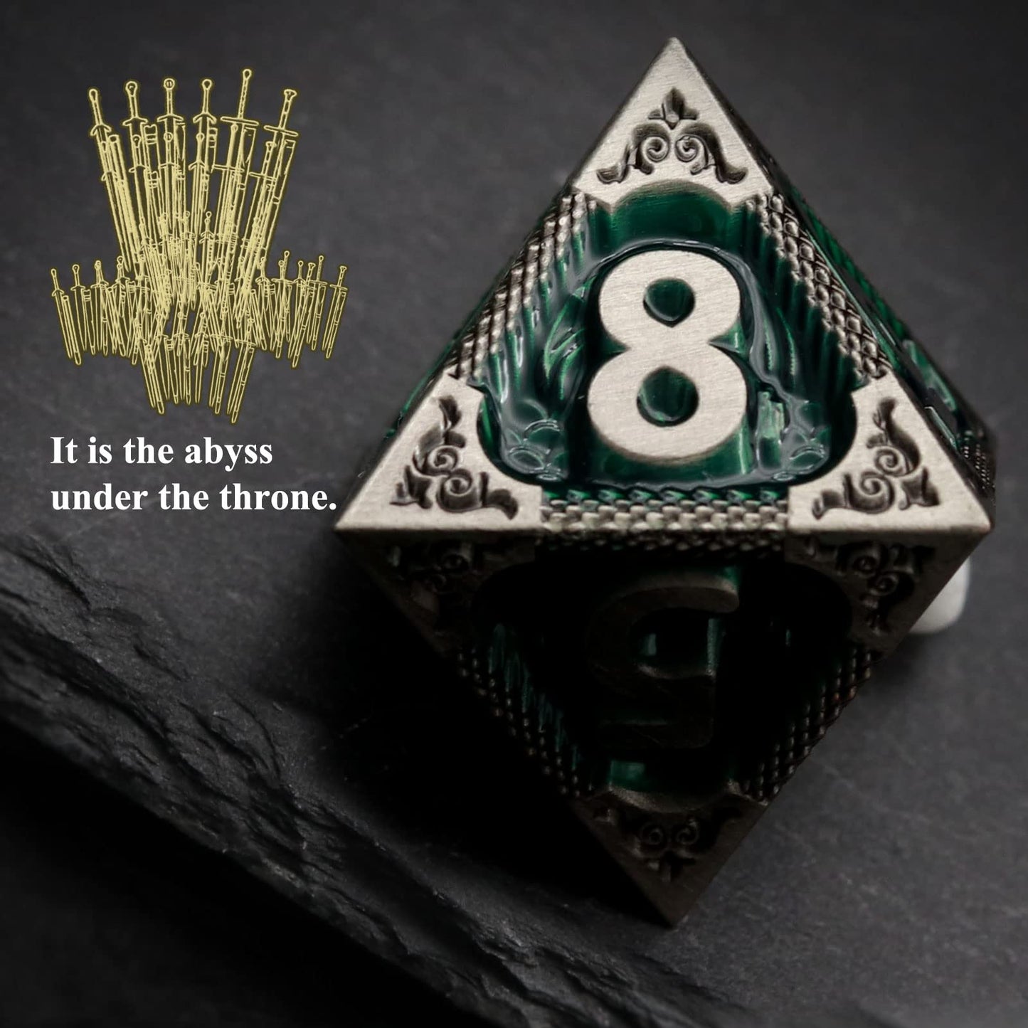 Haxtec DND Dice Set Metal D&D Dice Set with Leather Dice Bag Antique Iron Green Metal Polyhedral Dice for Dungeons and Dragons T