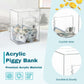Imeepa Clear Acrylic Piggy Bank With Lock And Key For Kids Adults, Openable Money Saving Box For Cash Coins Real Money (Clear)
