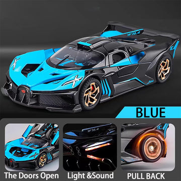 Toy Cars Compatible Bugatti Bolide Cars Toy Model Car Alloy 1:32 Diecast Collect Car Toy With Lights And Music, Pull Back For Ki