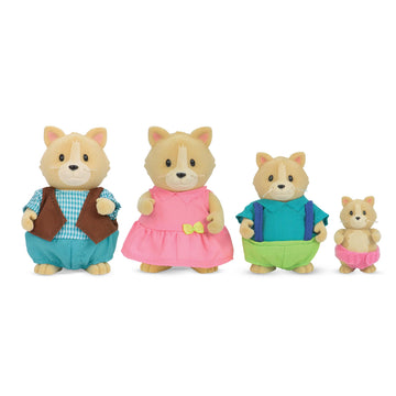 Li'L Woodzeez Cat Family Set – Whiskerelli Cats With Storybook – 5Pc Toy Set With Miniature Animal Figurines – Family Toys And Books For Kids Age 3+