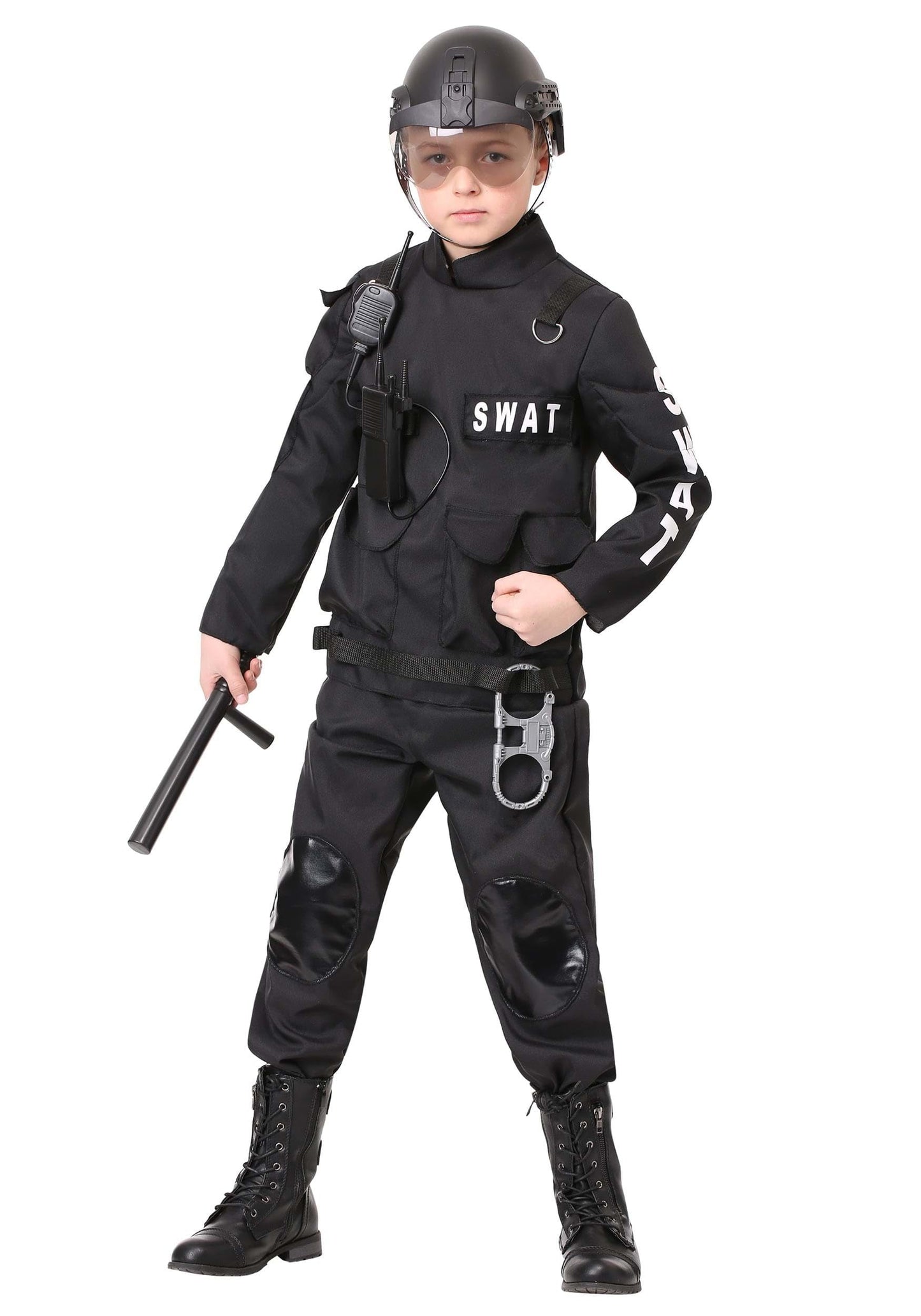 Fun Costumes Kids Swat Commander Costume Swat Team Costume For Boys, Black, X-Small