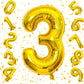 Flyloons 3 number Golden Foil Balloon 16 inch Size Birthday Decoration Items | 3rd Year Balloons | Three