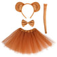 Jmkcoz Animal Monkey Costume Soft Monkey Ears Headband Bowtie Tail Tutu Fancy Costume For Halloween Cosplay Party