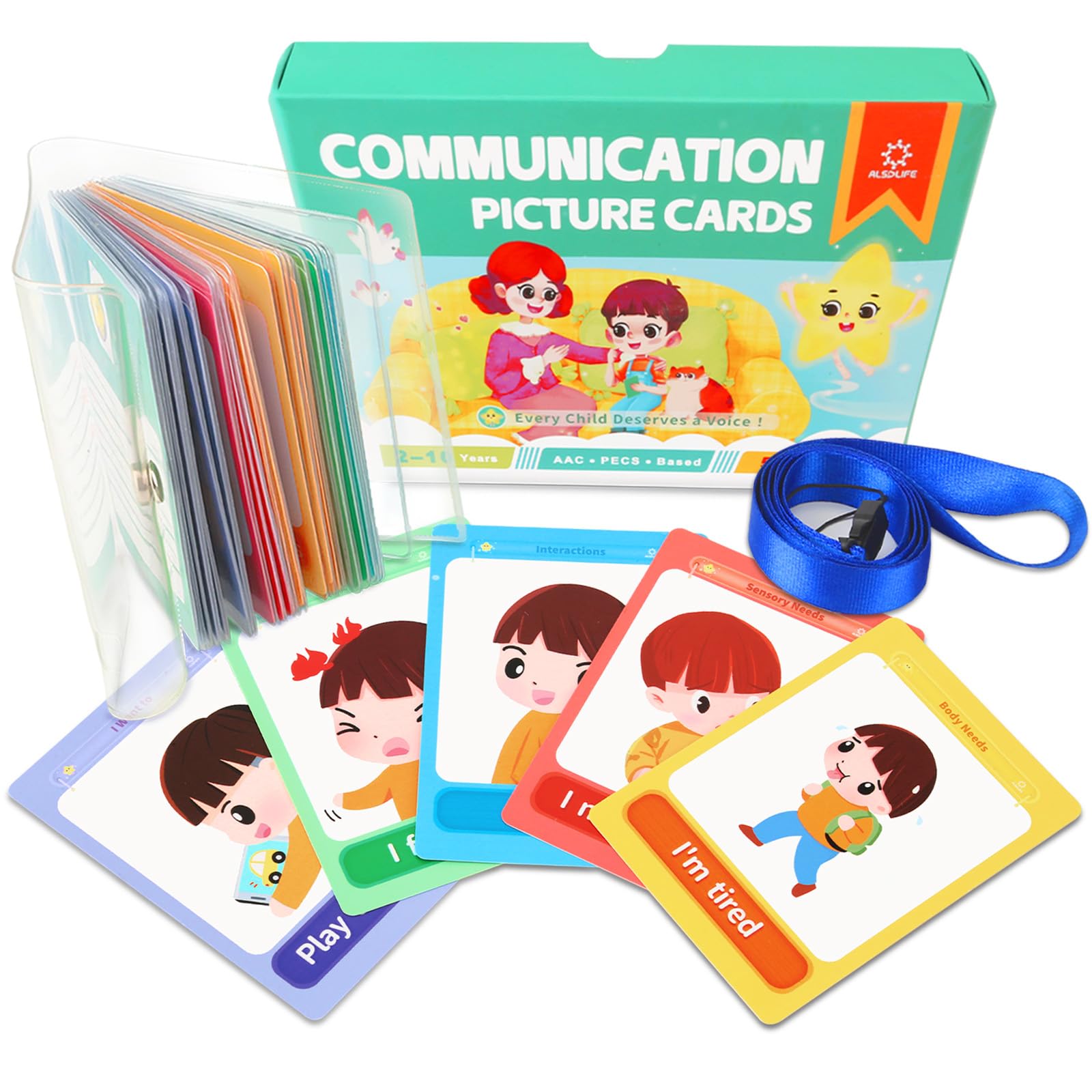 Alsolife Autism Communication Cards, Flashcards For Special Ed, Speech Delay Non Verbal Children, 52 Pictures For Visual Aid