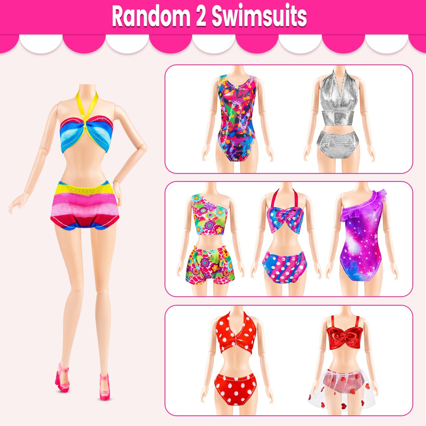 110 Pcs Doll Clothes And Accessories - Doll Dress Up Toys For Girls With Wedding Dresses, Casual Dresses, Casual Jumpsuit, Swims