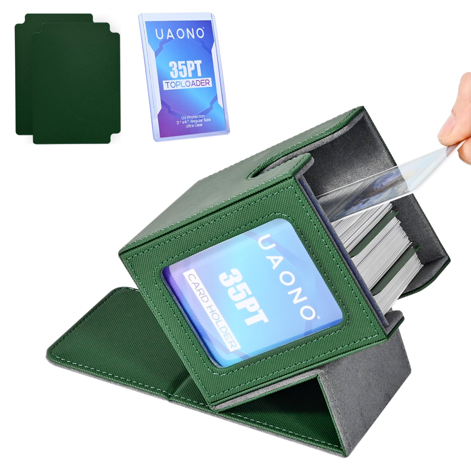 Uaono Card Deck Box With Mtg Commander Display, Deck Case Holds 100+ Double-Sleeved Cards, Trading Card Storage Box Fits Tcg/Ptc